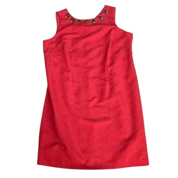 Talbots Womens Pineapple Print Sleeveless Jeweled Sheath Dress Plus Size 18W - Picture 3 of 12